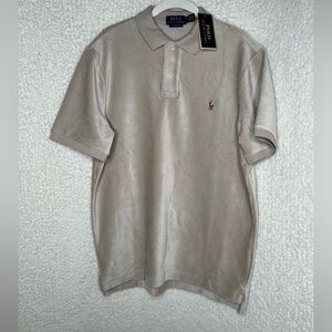 Ralph Lauren Men's Polo Shirt in Light Beige with Embroidered Pony